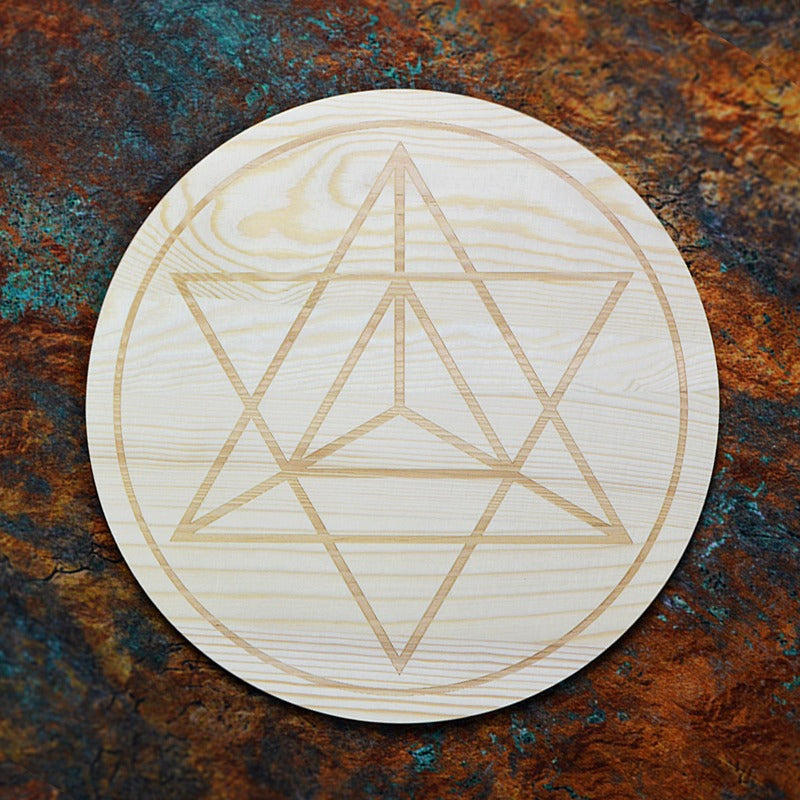 WOOD CRYSTAL GRID-7 CHAKRA