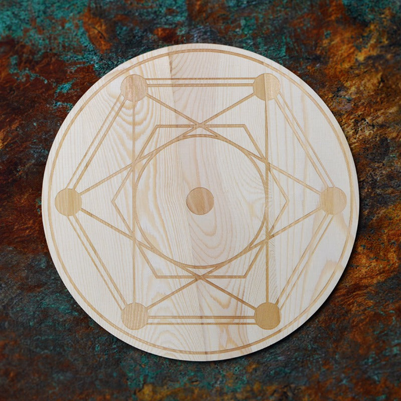 WOOD CRYSTAL GRID-7 CHAKRA