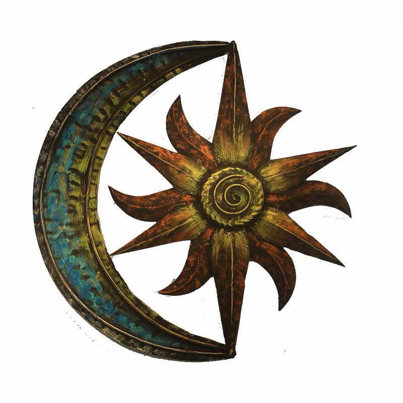 Sun And Moon Celestial Themed Metal Wall Decor