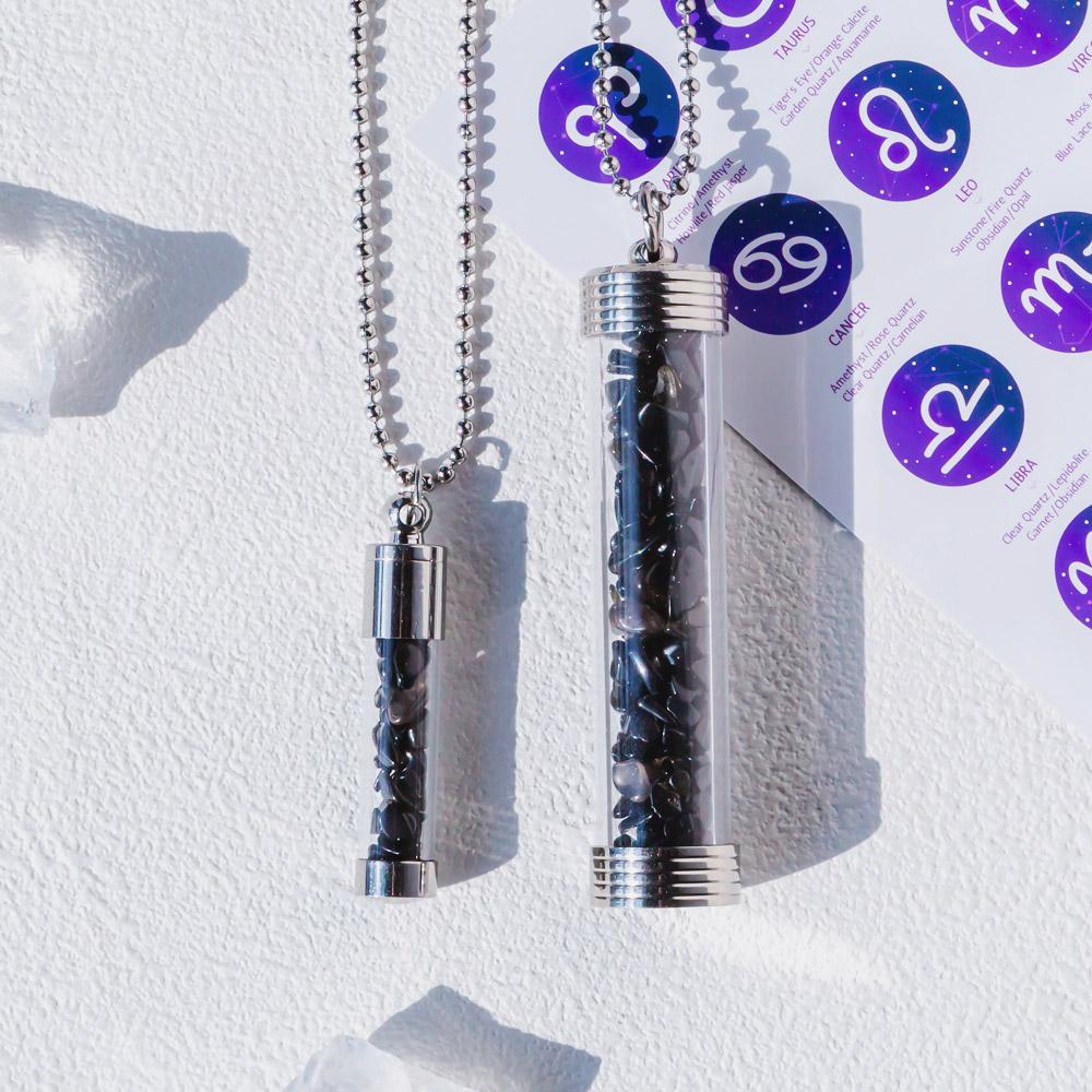 【Zodiac】Natural Crystal Chips Wishing Bottle Necklace