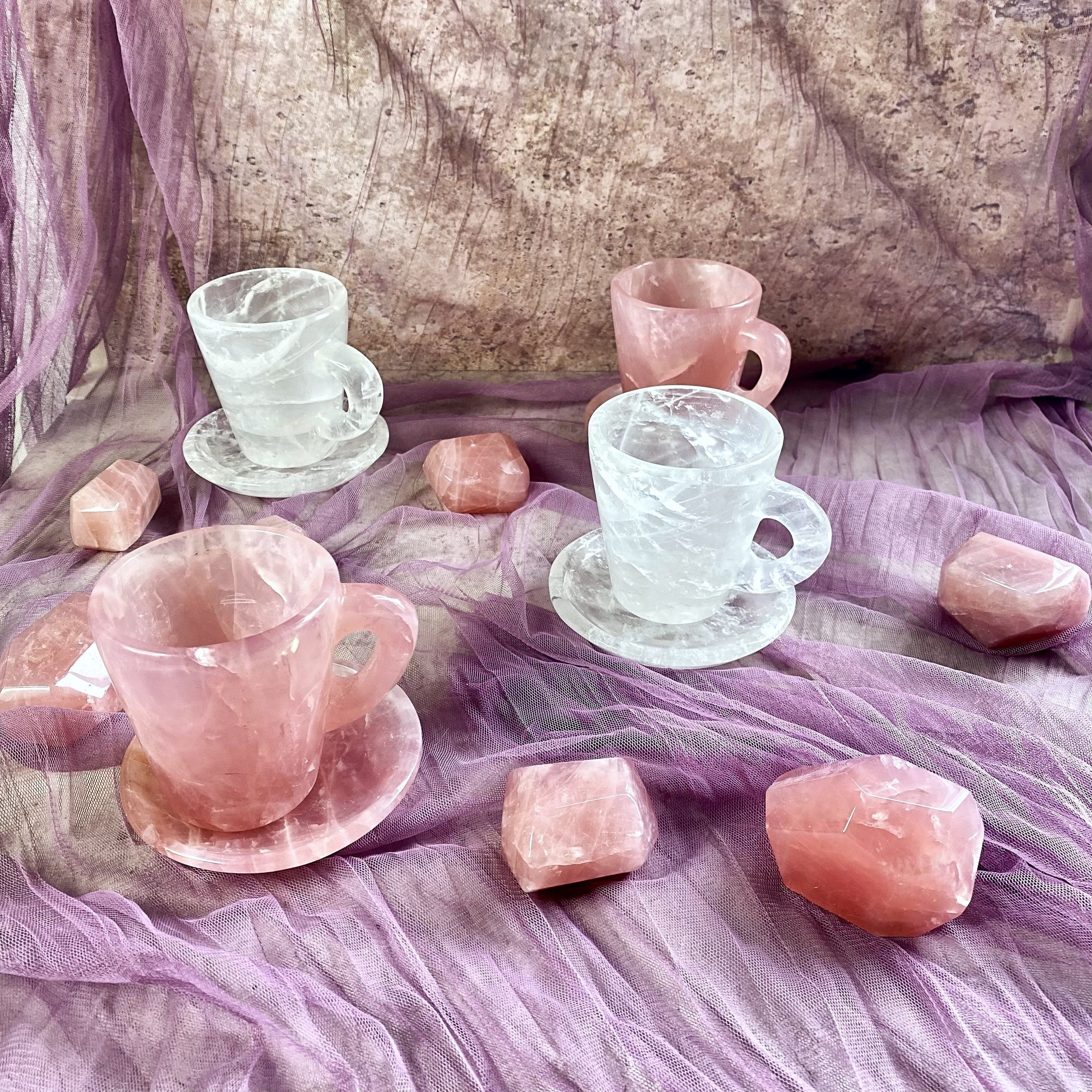 Rose quartz & Clear quartz mug/cup