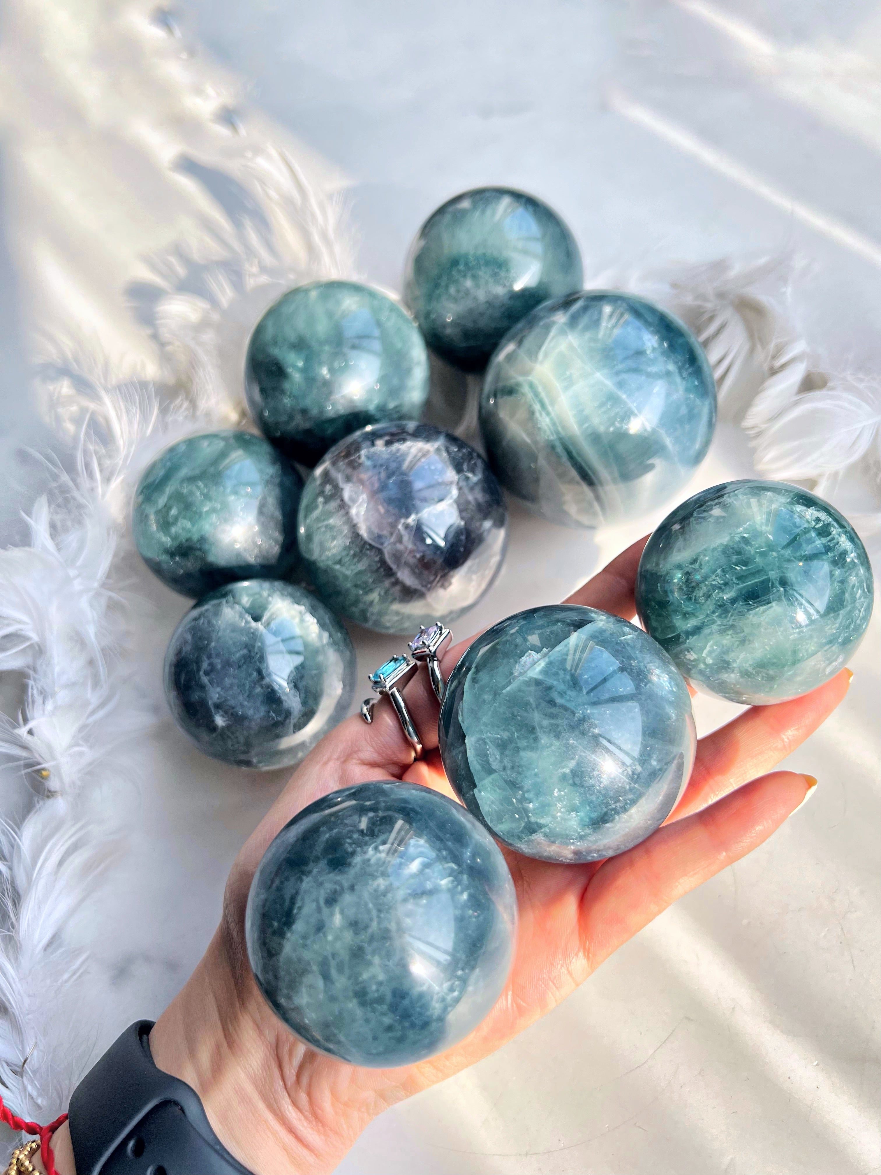 Green Blue Fluorite Sphere