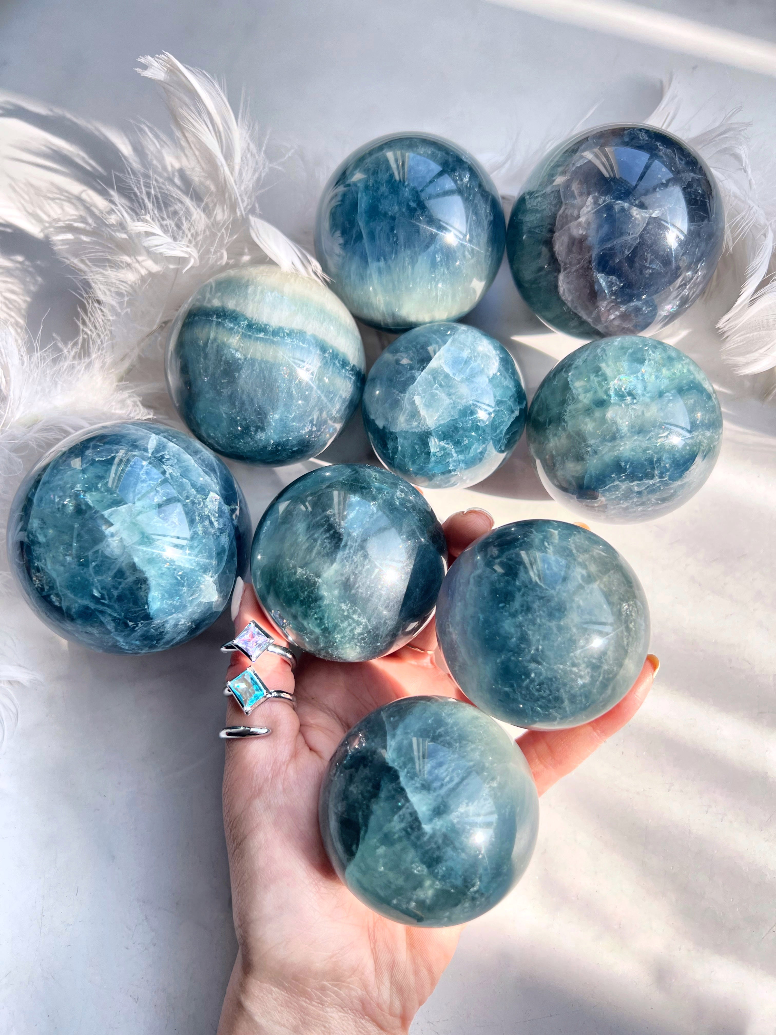 Green Blue Fluorite Sphere