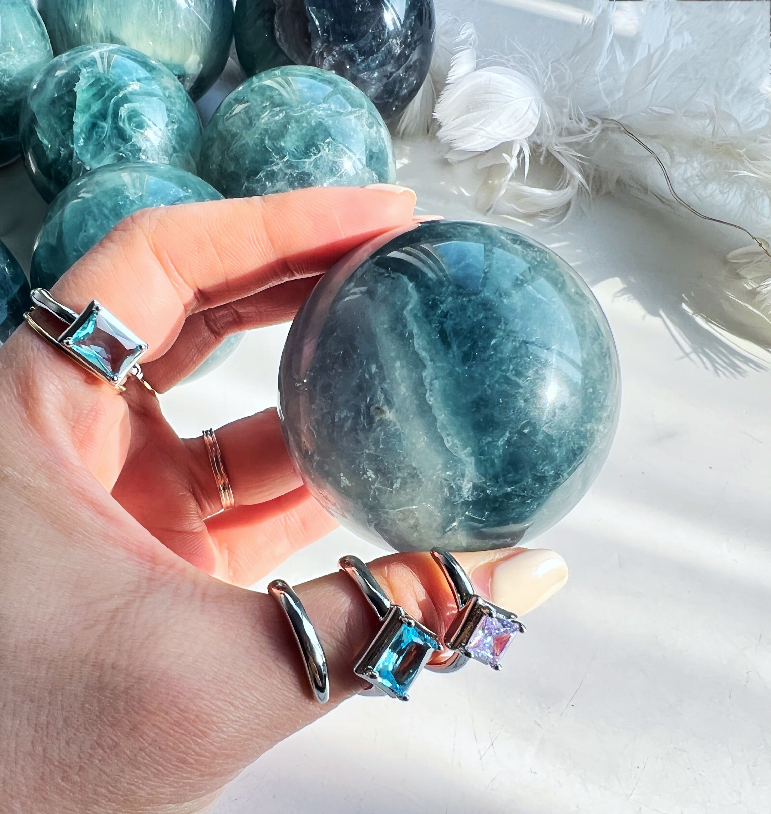 Green Blue Fluorite Sphere