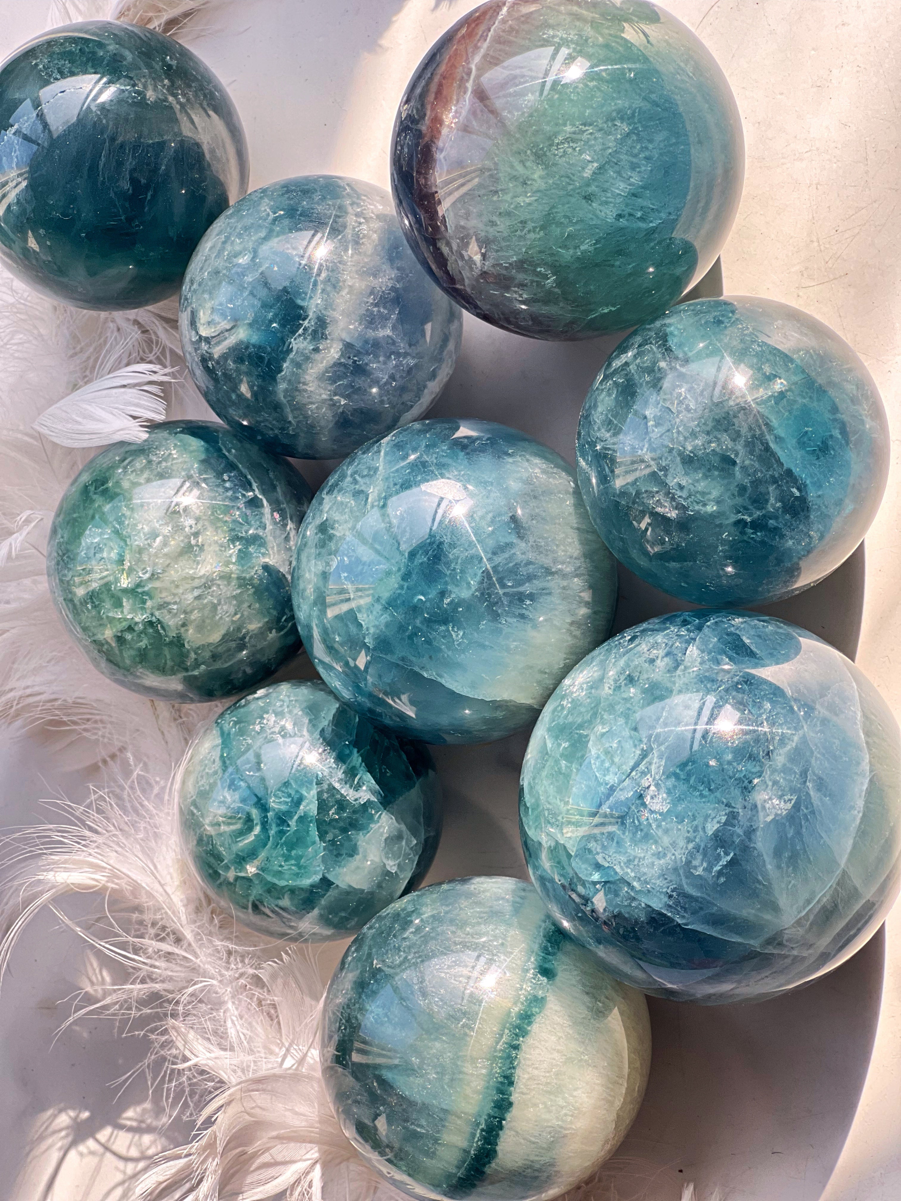 Green Blue Fluorite Sphere