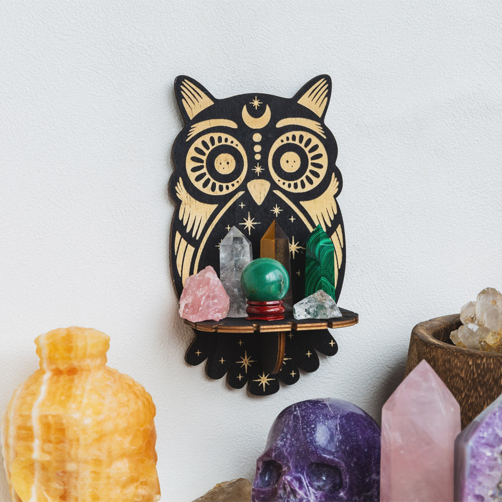 Celestial Owl Altar Crystal Shelf