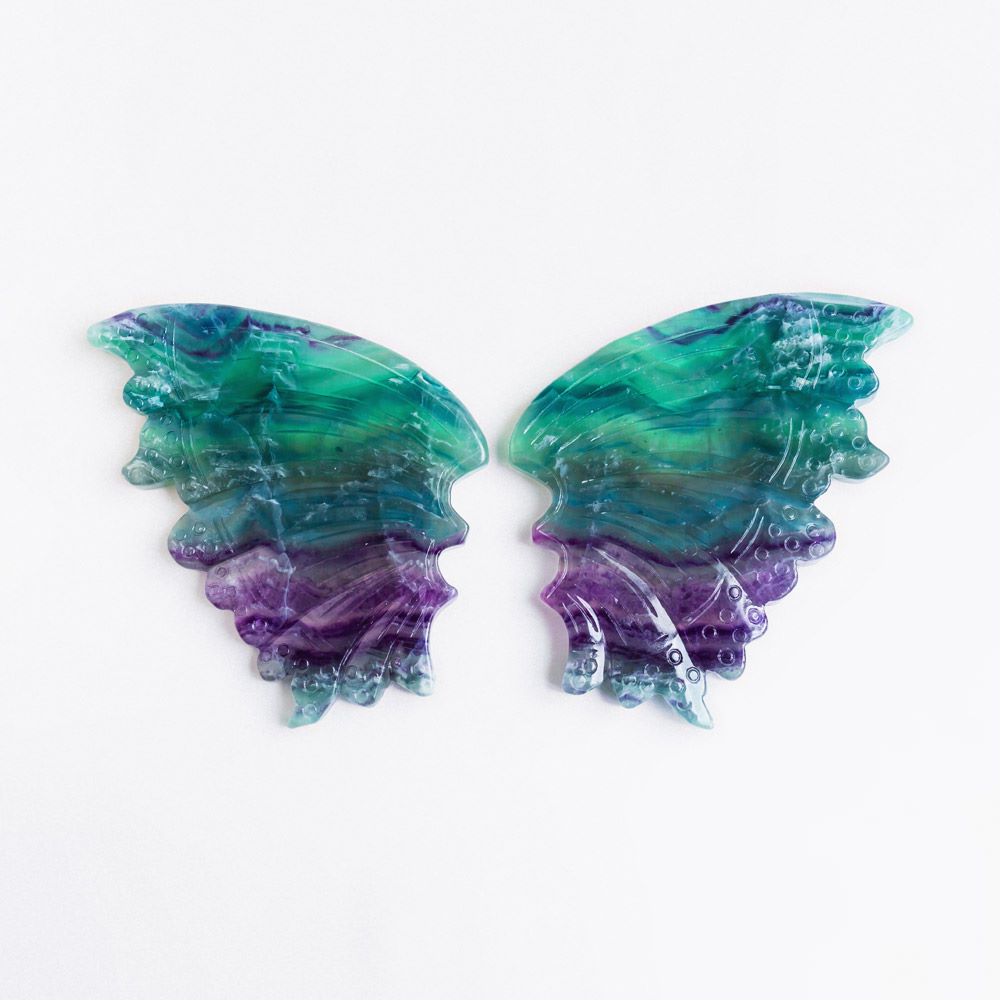 A pair of Teal and purple fluorite wings