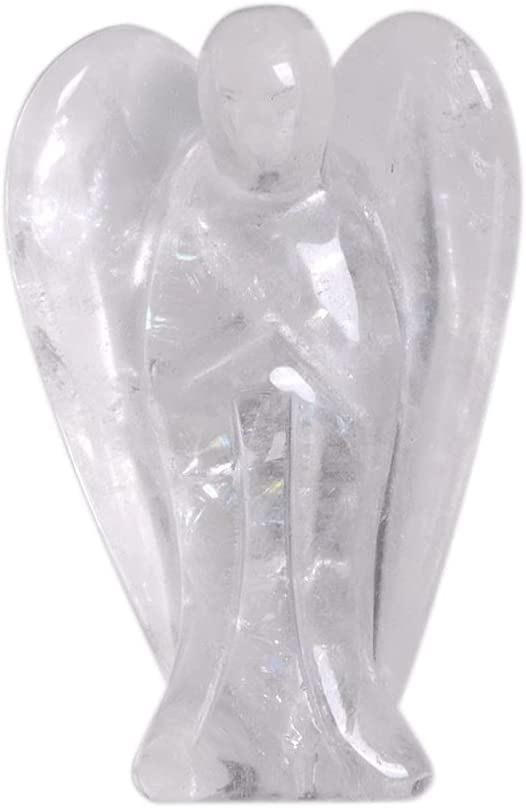 Justinstones Carved Black Obsidian Gemstone Peace Angel Pocket Guardian Angel Healing Statue 2 inch