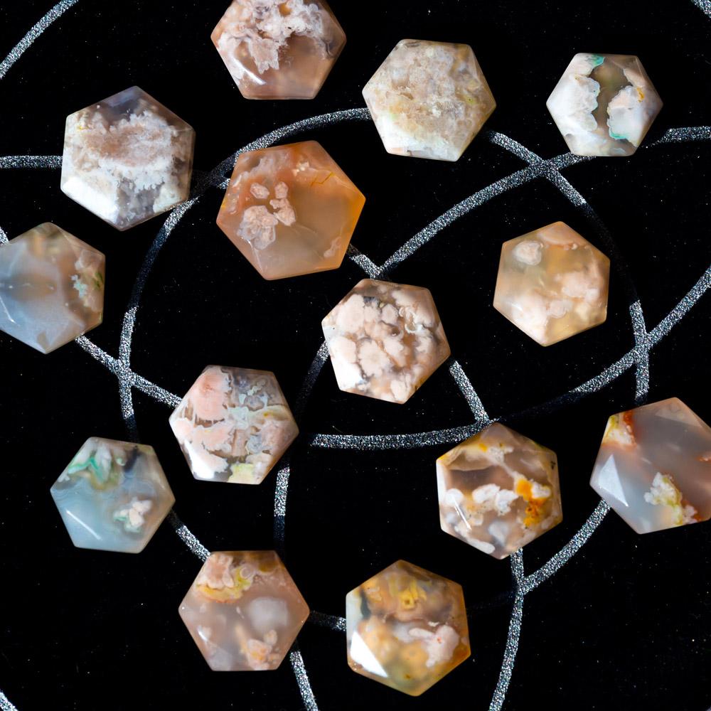 Flower agate hexagon