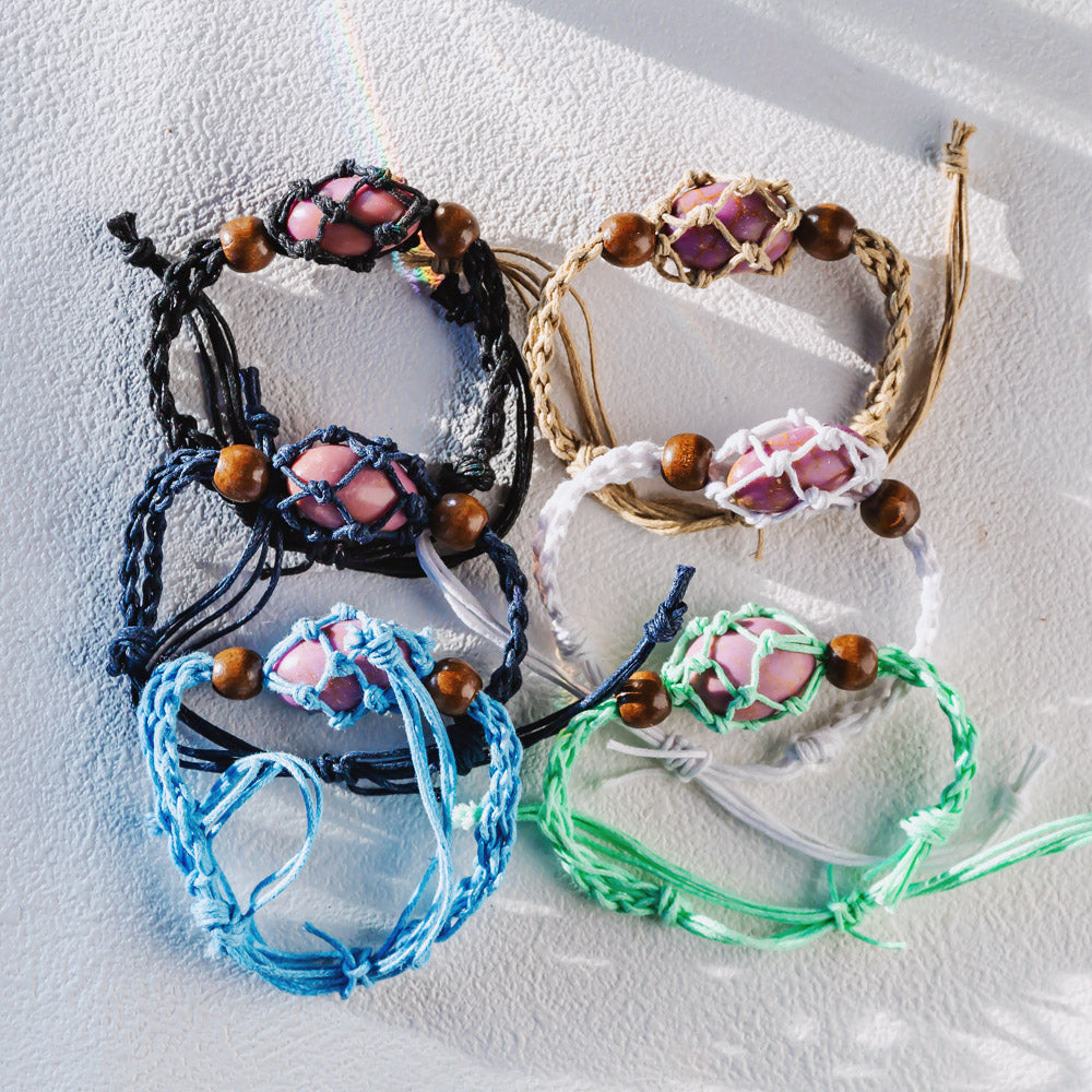 【Cord Bracelet】Natural Crystal Cage Bracelet