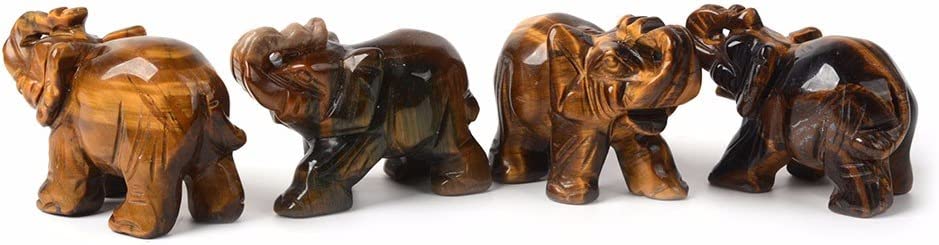 Justinstones Carved Natural Black Obsidian Gemstone Elephant Healing Guardian Statue Figurine Crafts 2 inch