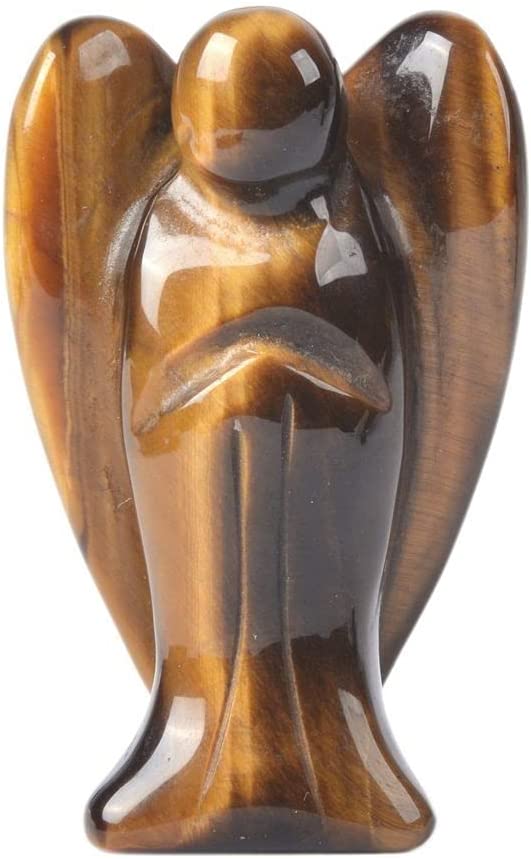 Justinstones Carved Black Obsidian Gemstone Peace Angel Pocket Guardian Angel Healing Statue 2 inch