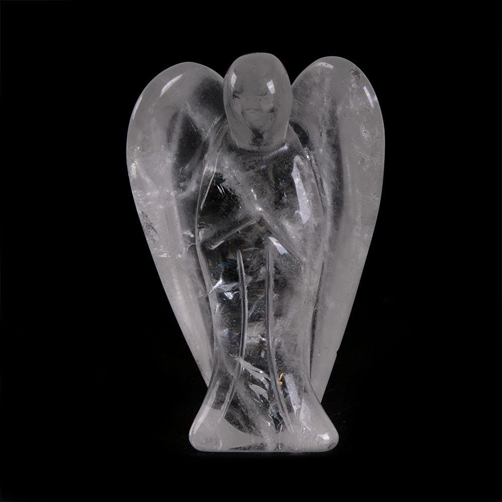 Justinstones Carved Black Obsidian Gemstone Peace Angel Pocket Guardian Angel Healing Statue 2 inch