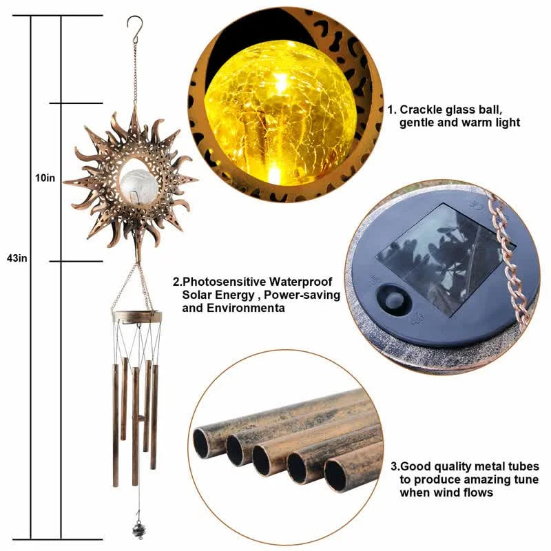 Solar Moon or Sun Wind Chime Ornaments