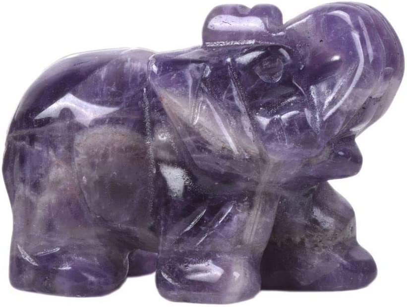 Justinstones Carved Natural Black Obsidian Gemstone Elephant Healing Guardian Statue Figurine Crafts 2 inch