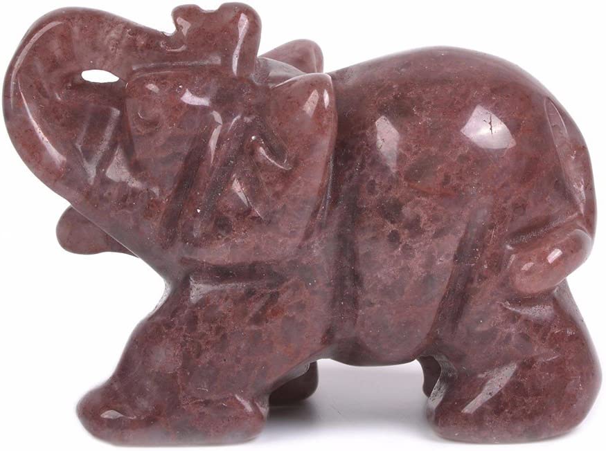 Justinstones Carved Natural Black Obsidian Gemstone Elephant Healing Guardian Statue Figurine Crafts 2 inch