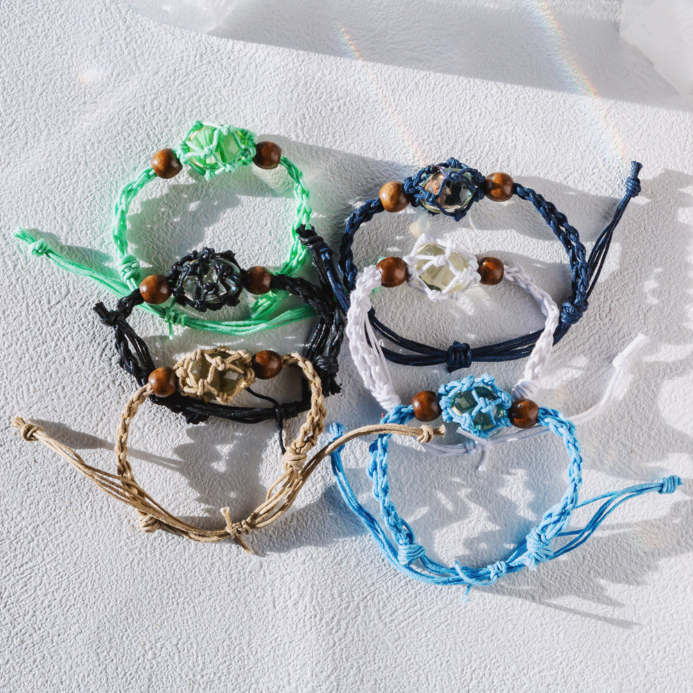 【Cord Bracelet】Natural Crystal Cage Bracelet