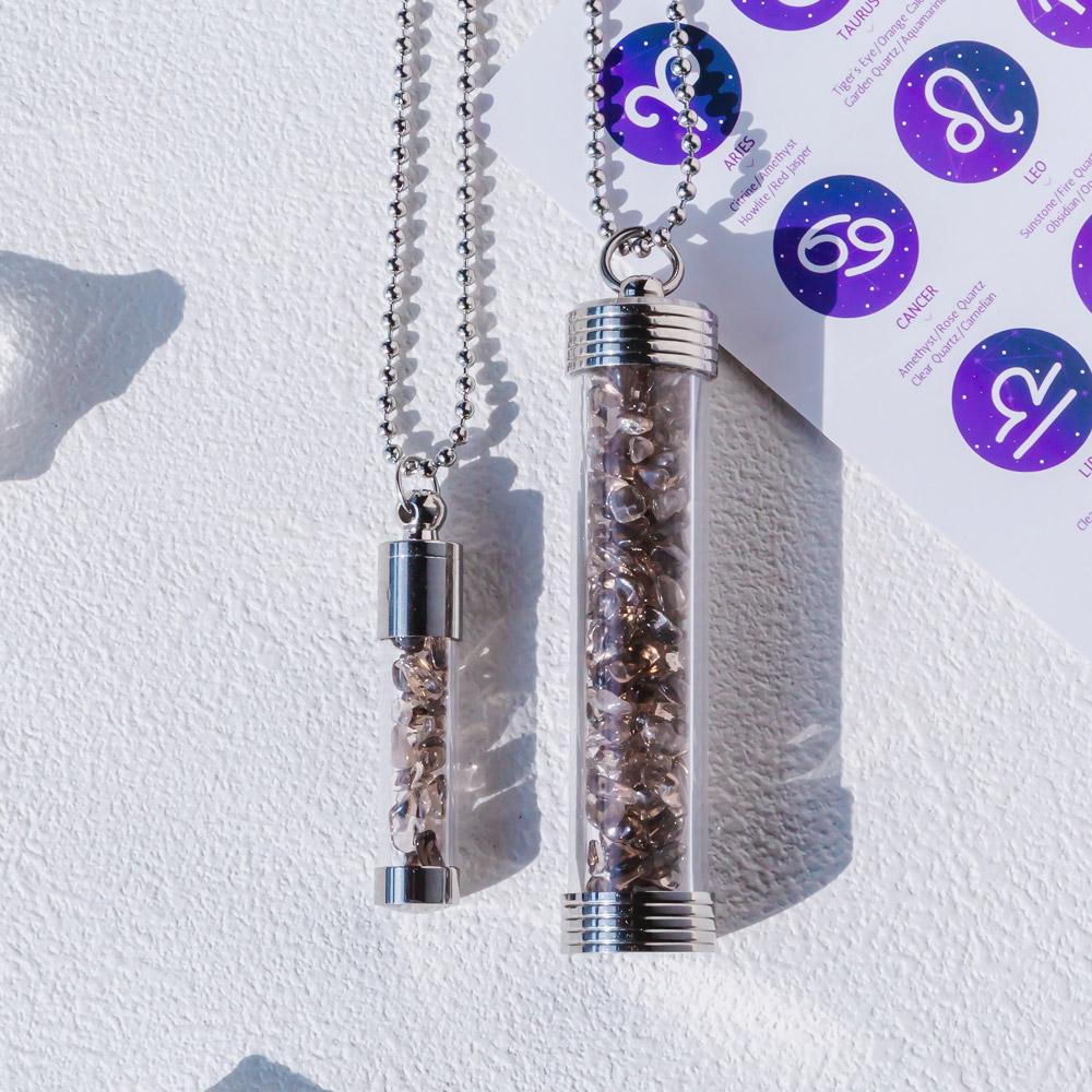 【Zodiac】Natural Crystal Chips Wishing Bottle Necklace