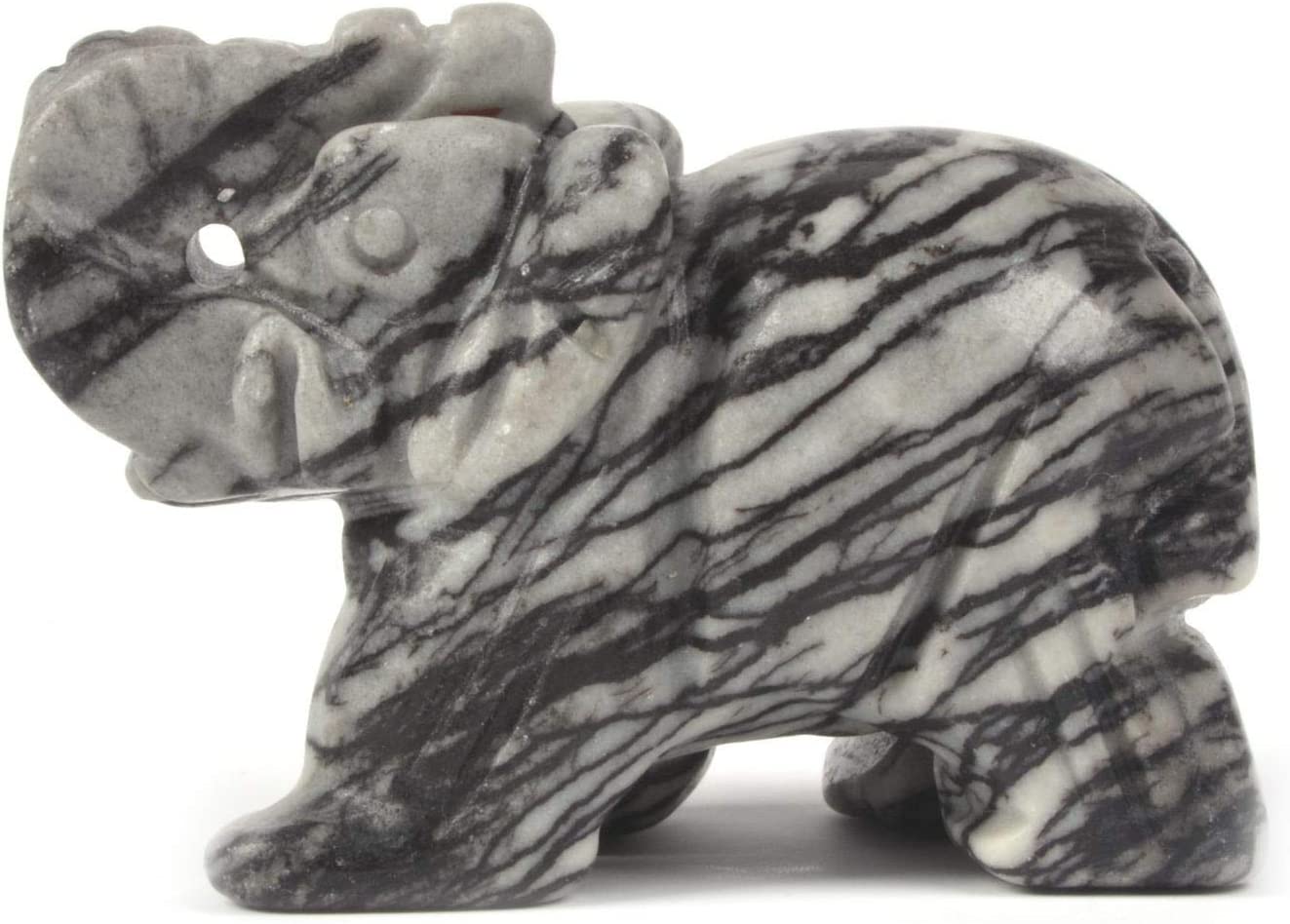 Justinstones Carved Natural Black Obsidian Gemstone Elephant Healing Guardian Statue Figurine Crafts 2 inch