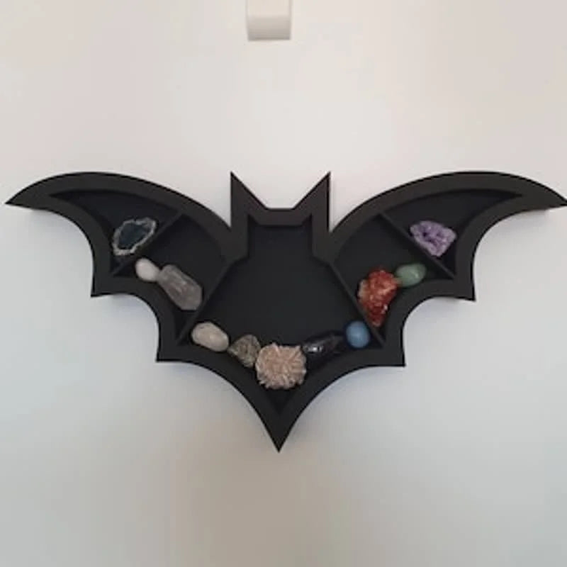 Bat Shaped Wooden Crystal Shelf