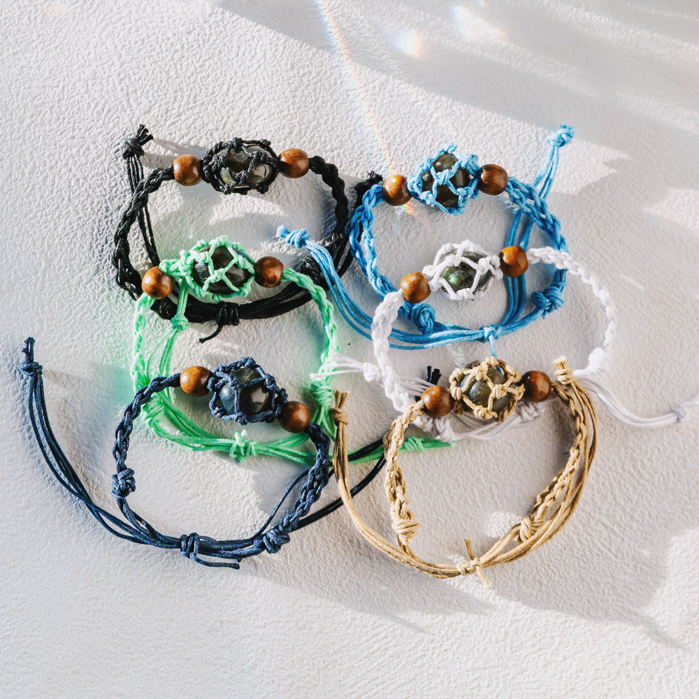 【Cord Bracelet】Natural Crystal Cage Bracelet