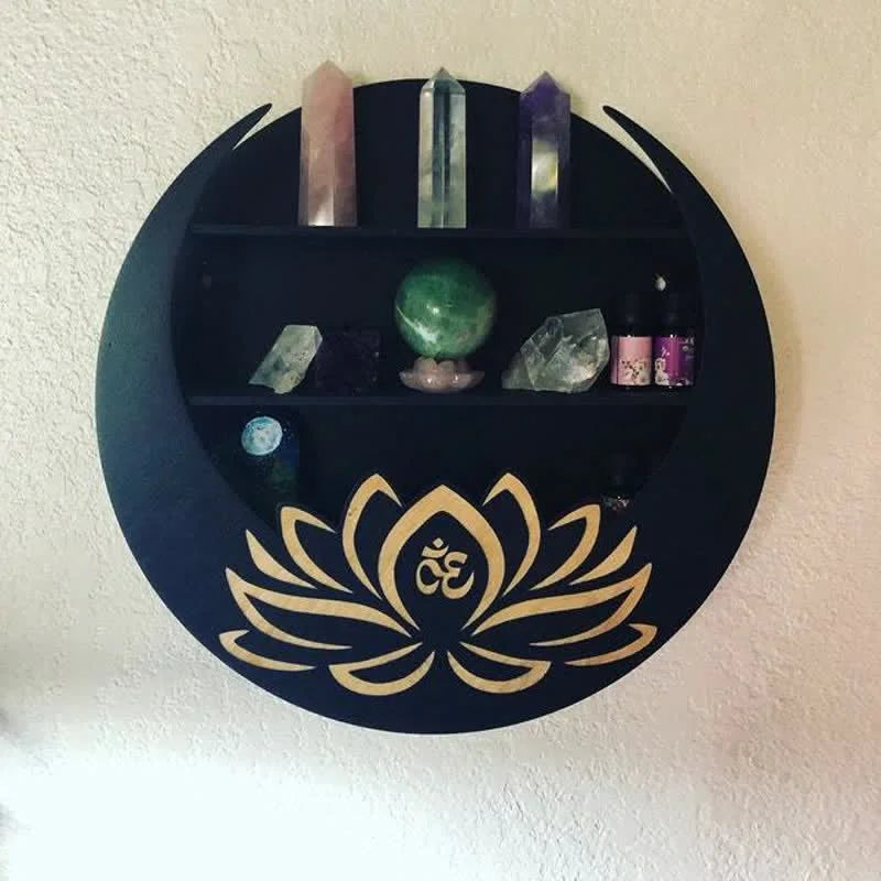 Round Crescent Moon Lotus Crystal Shelf