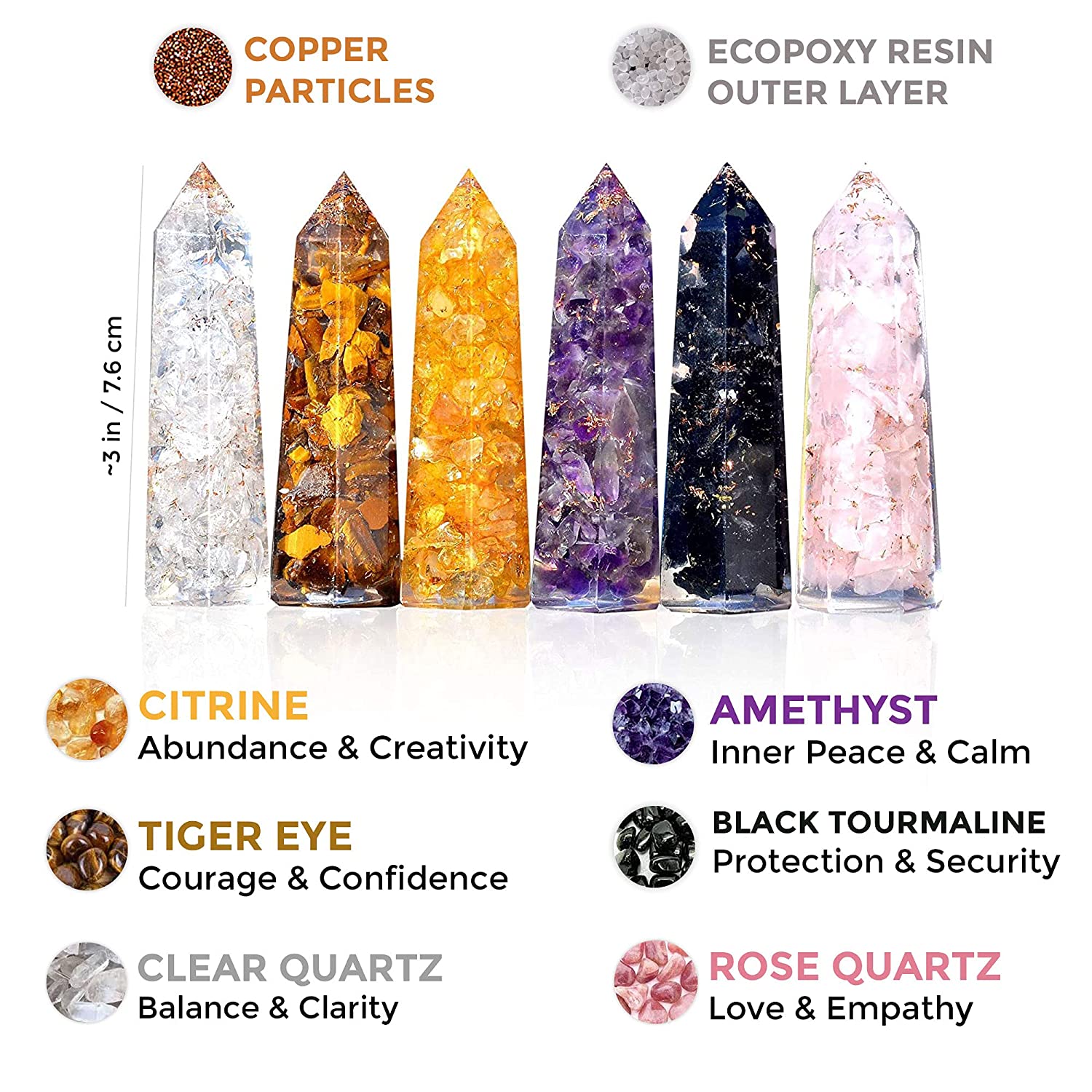 Healing Crystal Wand Set of 6 - Tower