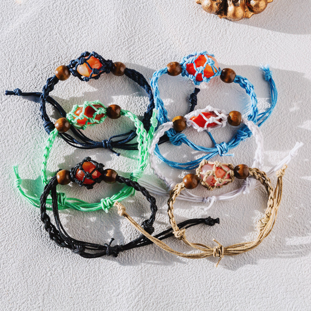 【Cord Bracelet】Natural Crystal Cage Bracelet