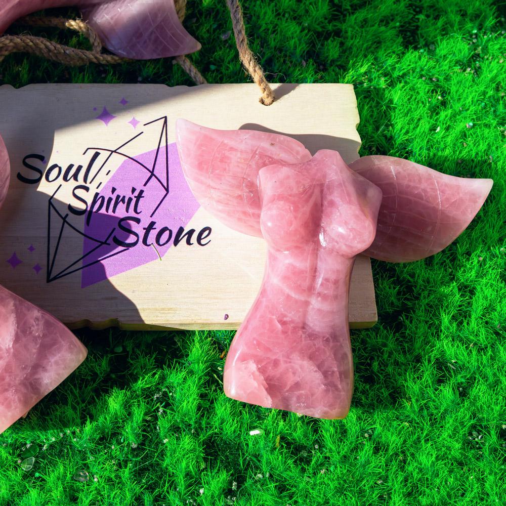 Rose Quartz Angle With Wing