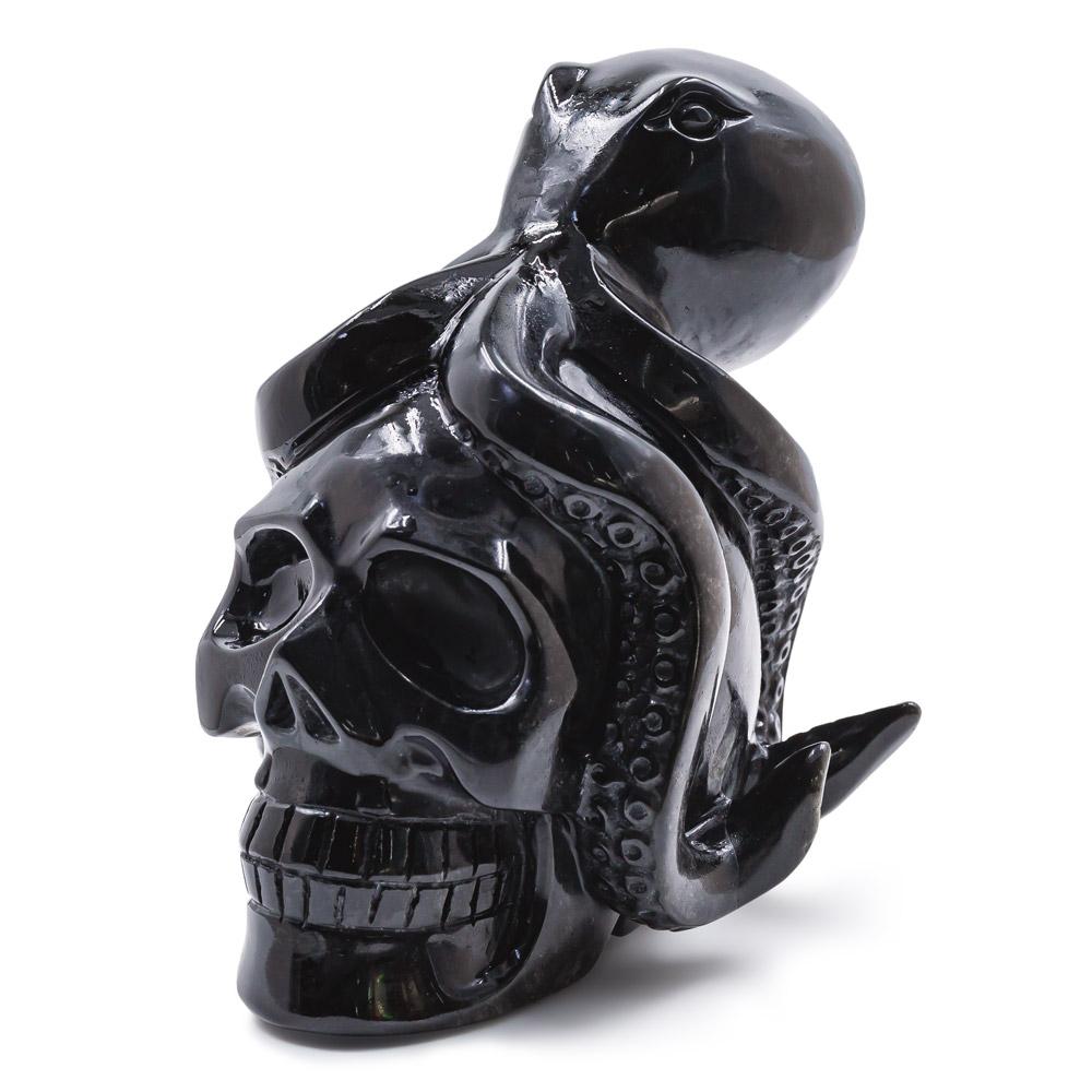 Octopus obsidian skull