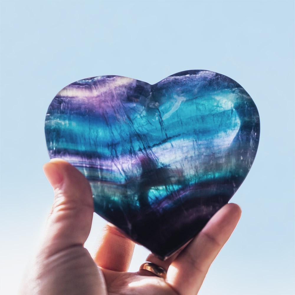 Rainbow fluorite heart bowl