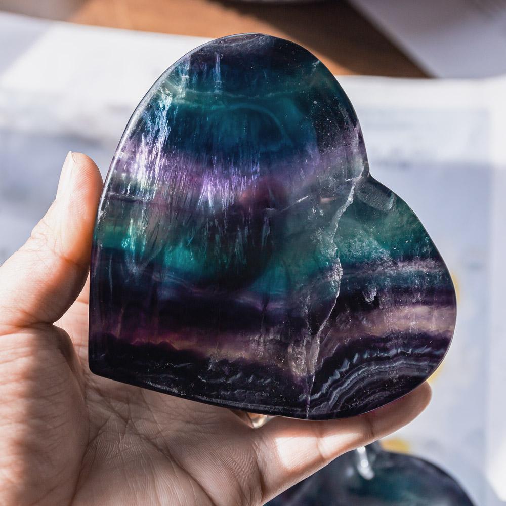 Rainbow fluorite heart bowl