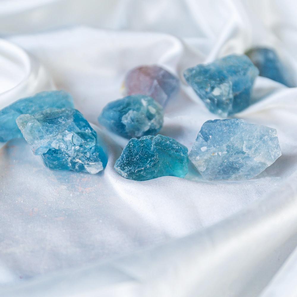 Blue fluorite raw stone