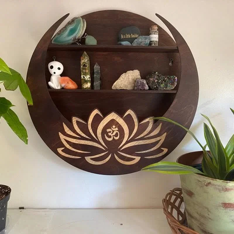 Round Crescent Moon Lotus Crystal Shelf