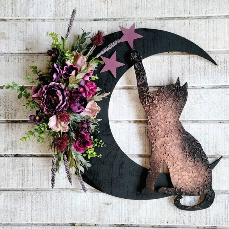 Celestial Lunar Moon And Kitty Wall Decor