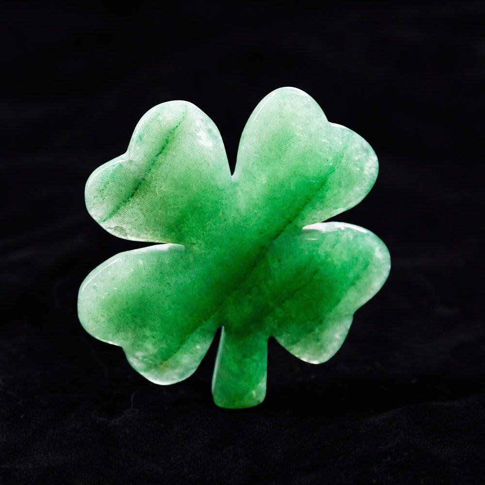 Green Strawberry Quartz  Four Leaf Clover