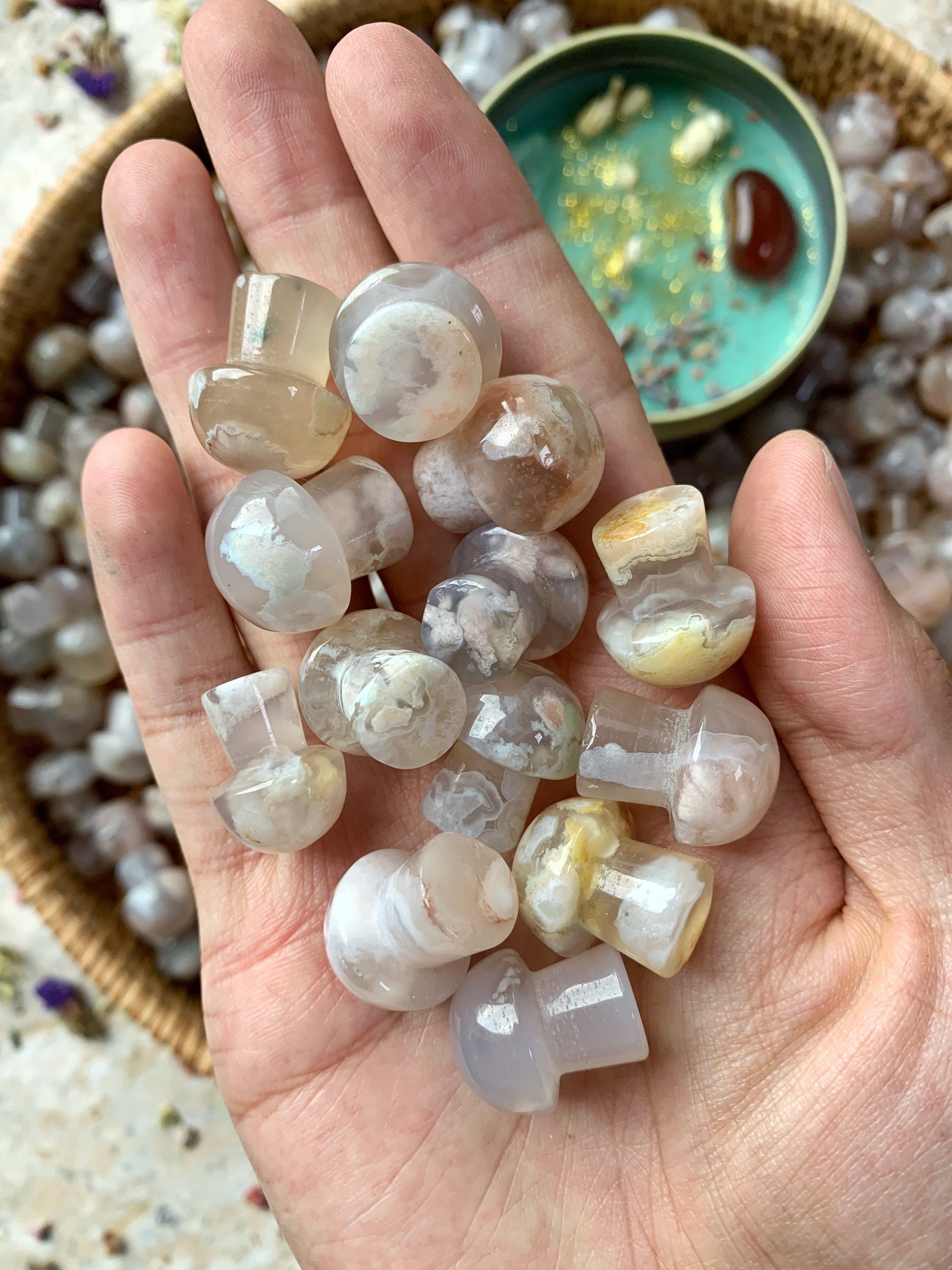 Flower agate mini mushrooms