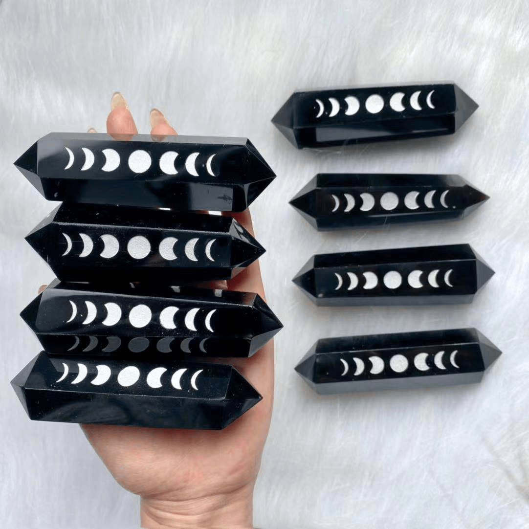 Obsidian With Moon Phase Double Points