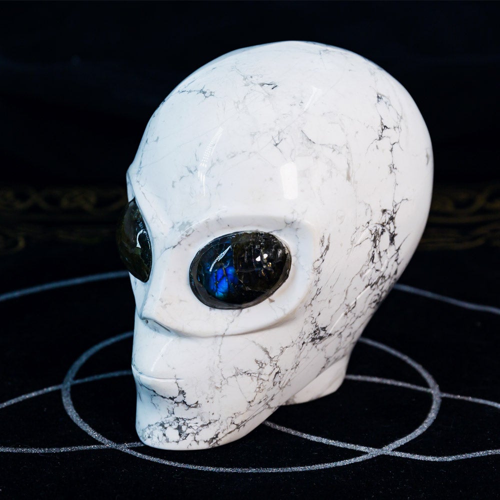 Howlite Alien Skull With Labradorite Eyes