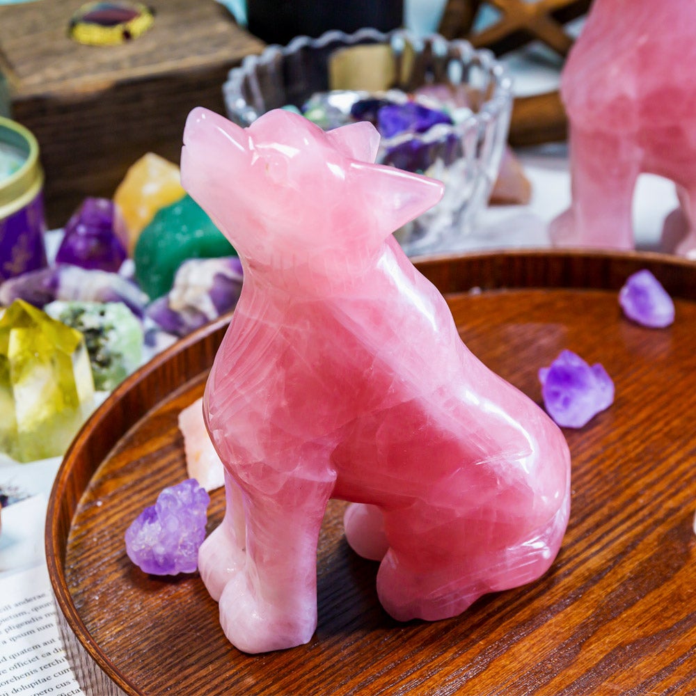 Rose quartz wolf