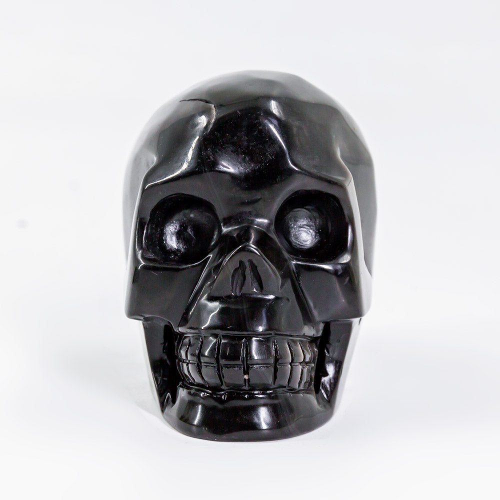 Silver Sheen Obsidian Skull