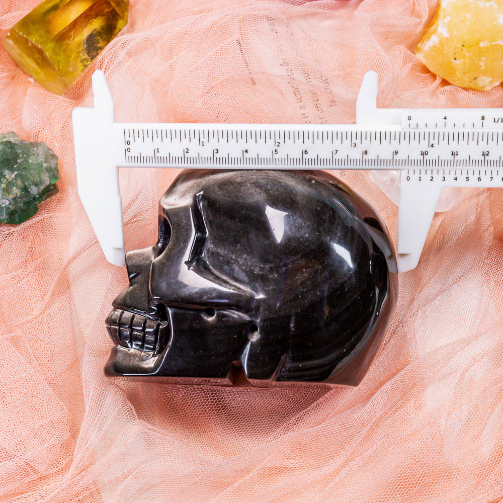 Silver Sheen Obsidian Skull