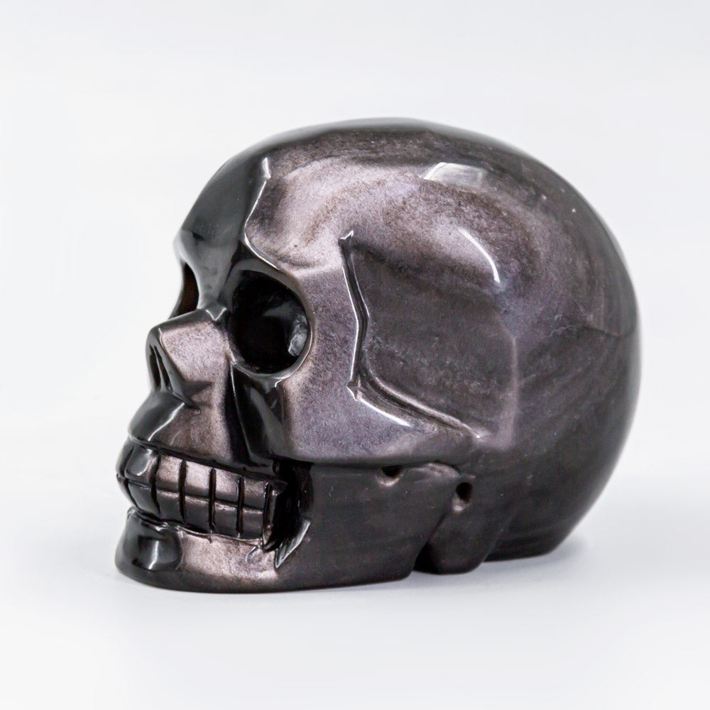 Silver Sheen Obsidian Skull