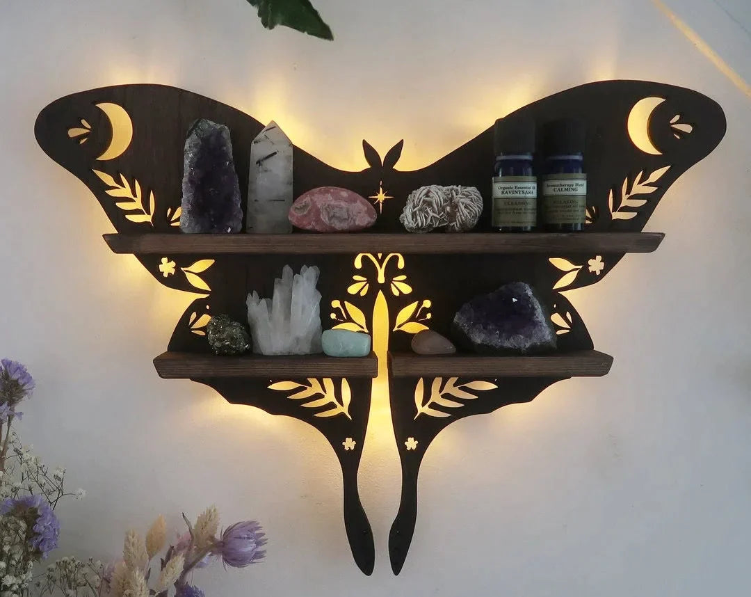 Luna Moth Crystal Shelf