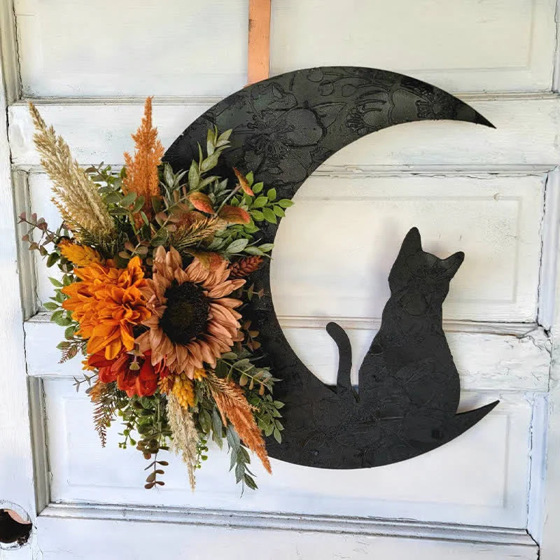 Celestial Lunar Moon And Kitty Wall Decor