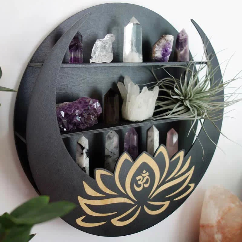 Round Crescent Moon Lotus Crystal Shelf