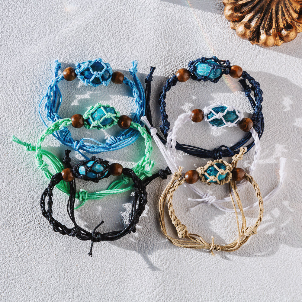 【Cord Bracelet】Natural Crystal Cage Bracelet