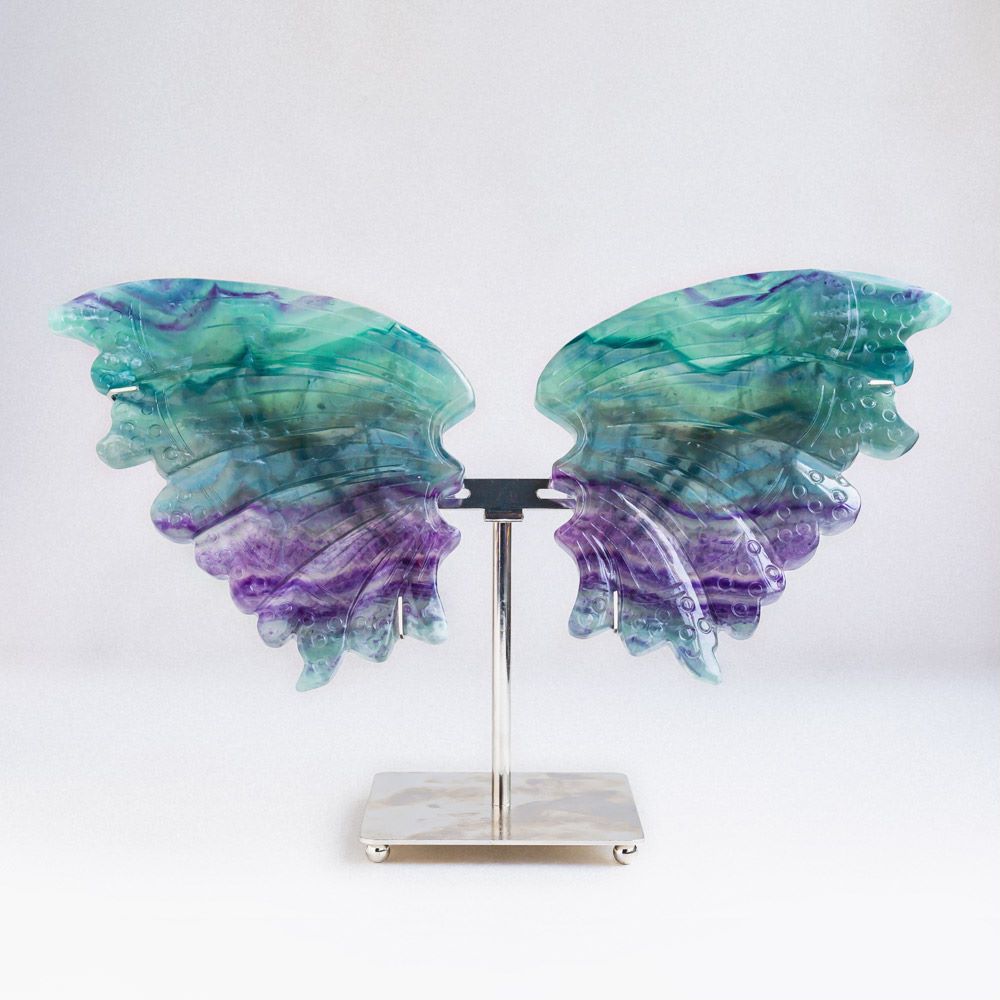 A pair of Teal and purple fluorite wings