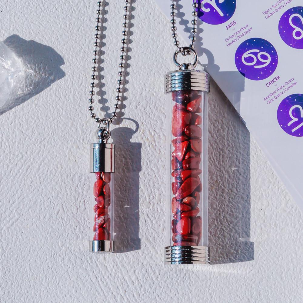 【Zodiac】Natural Crystal Chips Wishing Bottle Necklace