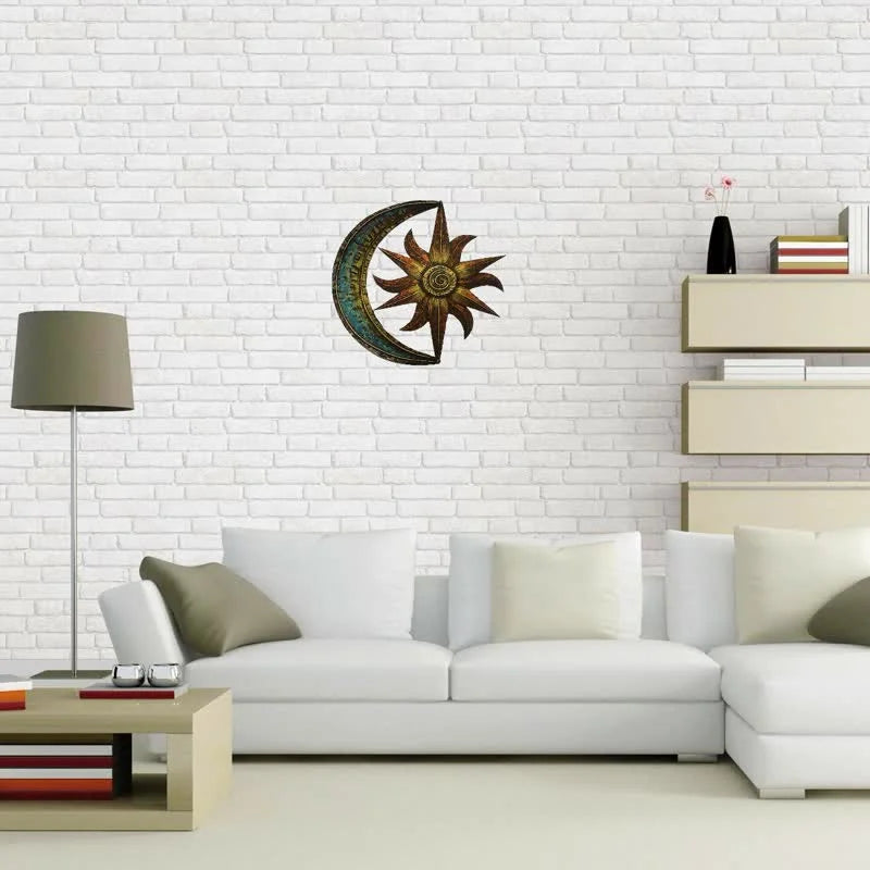 Sun And Moon Celestial Themed Metal Wall Decor